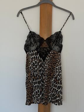Vintage JCPenney Leopard Lace Camisole Top M 12-14 Made in USA ILGWU